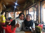 Cheerful Filipino visitors at local restaurant in Bran, Transylvania, March&nbsp;2015