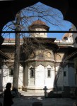 Stavropoleos Church seen through the cloister, historic downtown Bucharest