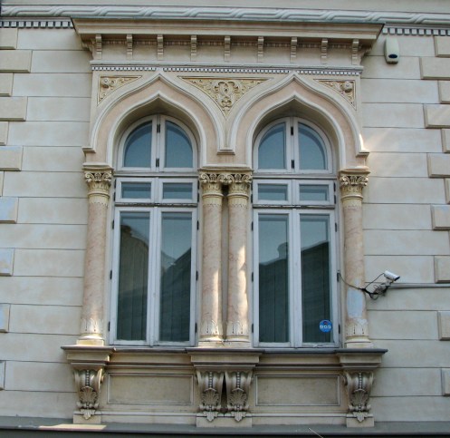 Early Neo-Romanian style windows of a late 19th century villa, Bucharest