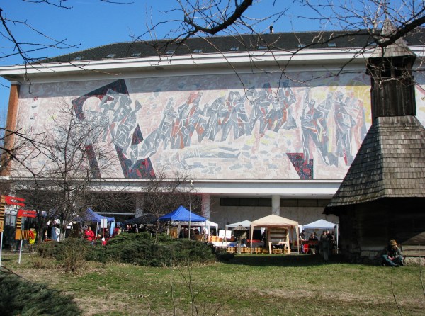 Communist era mosaic Peasant Museum Bucharest
