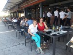 Waiting for lunch at terrace restaurant in Constanta during&nbsp;tour