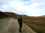 Joyful visitor during hiking trip to Babele Plateau in Bucegi Mountains, Sep&nbsp;2013