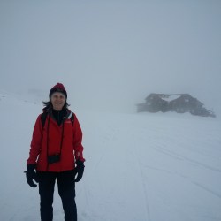 Stepping on the frozen Balea Lake, March 2016