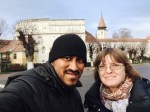 In front of Prejmer Fortified Church with Rajesh, Dec&nbsp;2017